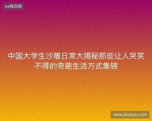 中国大学生沙雕日常大揭秘那些让人哭笑不得的奇葩生活方式集锦
